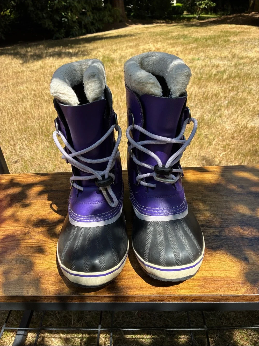 Sorel - Waterproof - Purple and Black Kids Snow Boots with Faux Fur, US Size 4